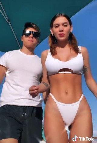 5. Sweet Sasha Ferro Shows Cleavage in Cute White Bikini