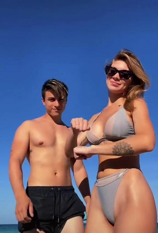 Hottest Sasha Ferro Shows Cleavage in Grey Bikini at the Beach