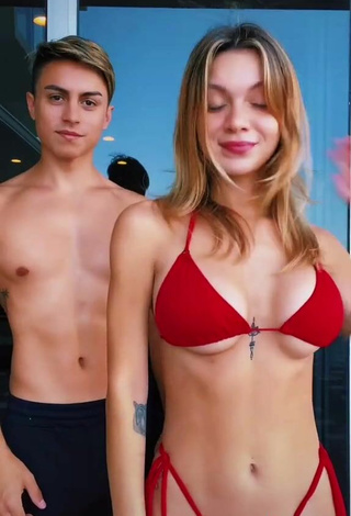 5. Sasha Ferro Looks Seductive in Red Bikini (Underboob)