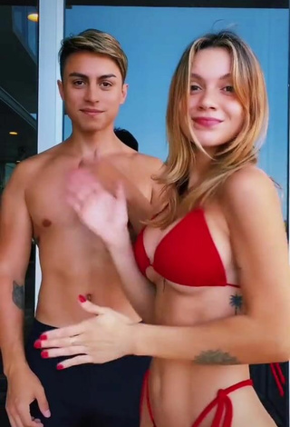 6. Sasha Ferro Looks Seductive in Red Bikini (Underboob)