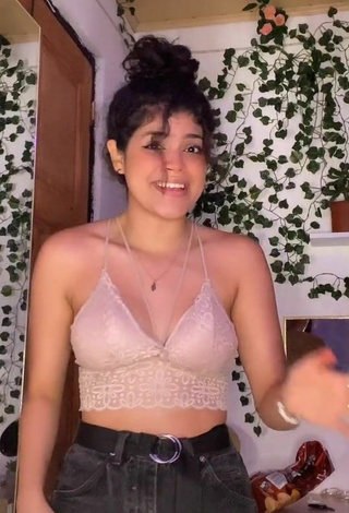 Sexy DianaC in Beige Crop Top and Bouncing Breasts