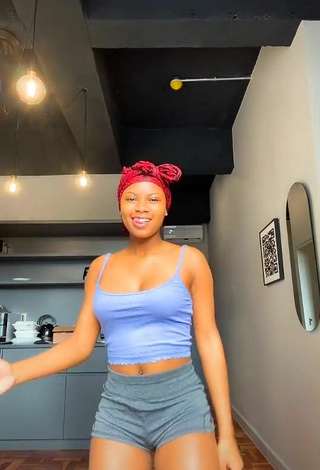 2. Hot Sphokuhle.n Shows Cleavage in Blue Crop Top and Bouncing Boobs