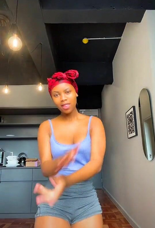 3. Hot Sphokuhle.n Shows Cleavage in Blue Crop Top and Bouncing Boobs