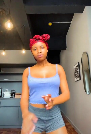 4. Hot Sphokuhle.n Shows Cleavage in Blue Crop Top and Bouncing Boobs