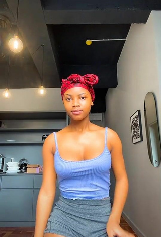 5. Hot Sphokuhle.n Shows Cleavage in Blue Crop Top and Bouncing Boobs