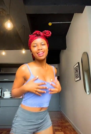 6. Hot Sphokuhle.n Shows Cleavage in Blue Crop Top and Bouncing Boobs