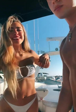 3. Elegant Valeria Arguelles in White Bikini on a Boat