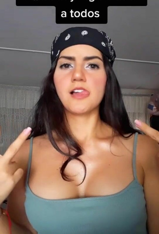 6. Cute Violetta Ortiz Shows Cleavage in Olive Top