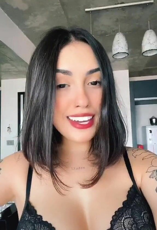 Sexy Vitoria Marcilio Shows Cleavage in Black Bra