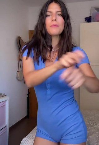 3. Luscious Paola Shows Cleavage in Blue Overall