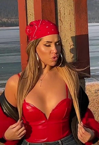 3. Sultry MIRAVI in Red Top at the Beach