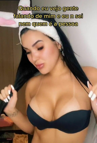 Magnificent Alannis Proença Shows Cleavage in Black Bra