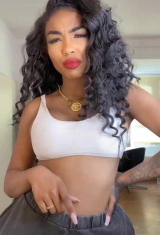 Sultry Alicia Awa in White Crop Top