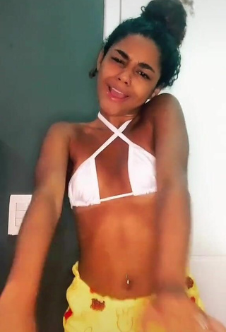 5. Beautiful Angel Oficial Shows Cleavage in Sexy White Bikini Top (Side Boob)