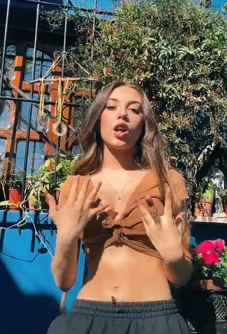 5. Cute Ariadna Leyes Shows Cleavage in Brown Crop Top