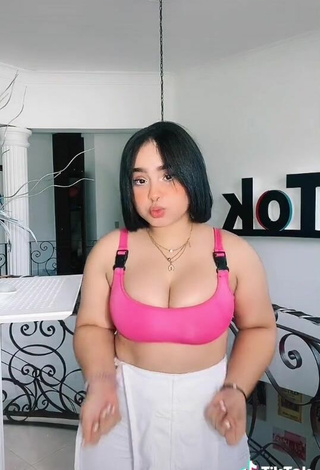 4. Sexy Arianny Henriquez Shows Cleavage in Pink Crop Top