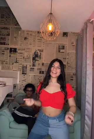 5. Sultry Ashley Ramirez Shows Cleavage in Red Crop Top