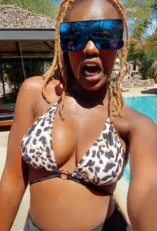 2. Luscious Azziad Nasenya Shows Cleavage in Leopard Bikini Top