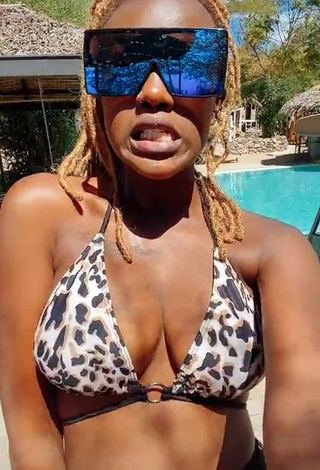 3. Luscious Azziad Nasenya Shows Cleavage in Leopard Bikini Top