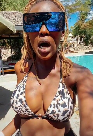 4. Luscious Azziad Nasenya Shows Cleavage in Leopard Bikini Top