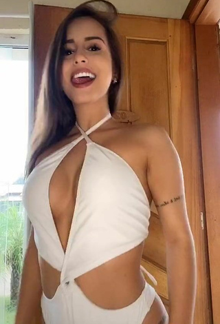 4. Sultry Bianca Jesuino Shows Cleavage in White Swimsuit (Side Boob)