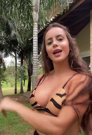 6. Amazing Bianca Jesuino Shows Cleavage in Hot Zebra Bikini Top and Bouncing Boobs