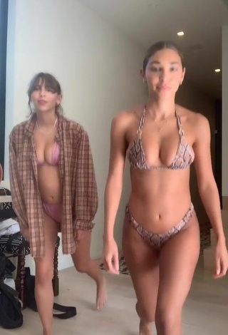 4. Sexy Chantel Jeffries Shows Cleavage in Snake Print Bikini while doing Sports Exercises