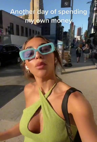 2. Sweetie Chantel Jeffries Shows Cleavage in Lime Green Crop Top in a Street