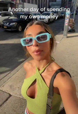 3. Sweetie Chantel Jeffries Shows Cleavage in Lime Green Crop Top in a Street