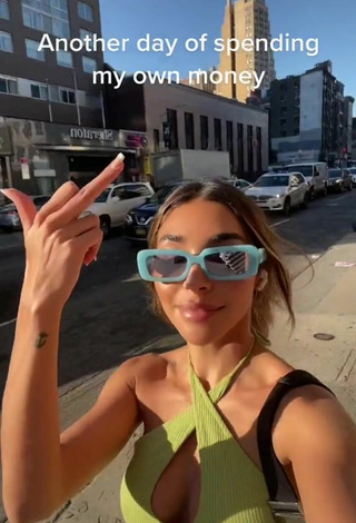 5. Sweetie Chantel Jeffries Shows Cleavage in Lime Green Crop Top in a Street