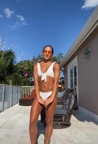 Sweet Gabi Butler Shows Cleavage in Cute White Bikini