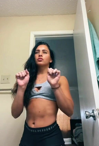 3. Sultry Gabi Butler Shows Cleavage in Grey Sport Bra (Side Boob)