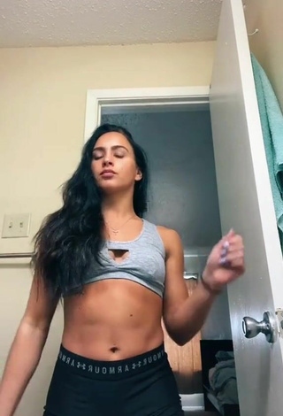 4. Sultry Gabi Butler Shows Cleavage in Grey Sport Bra (Side Boob)