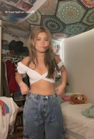 Luscious Hannah Kim Shows Cleavage in White Crop Top