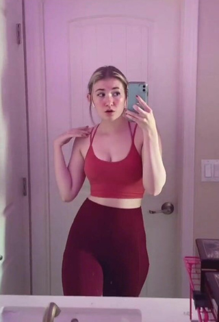 Sultry Sydney Shows Cleavage in Red Crop Top