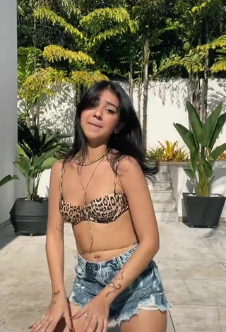 2. Cute Rebeca Barreto in Leopard Bikini Top