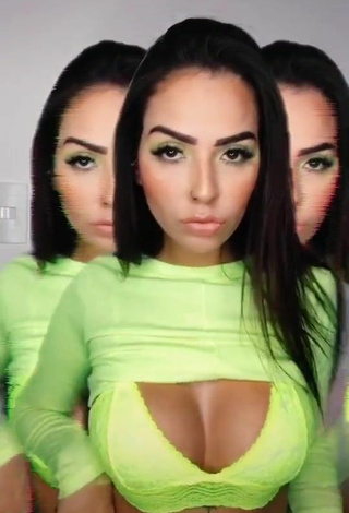 2. Luscious Pamella Fuego Shows Cleavage in Lime Green Crop Top