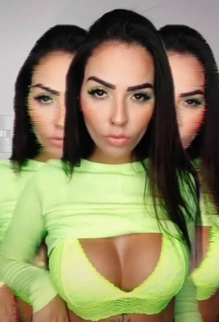 3. Luscious Pamella Fuego Shows Cleavage in Lime Green Crop Top