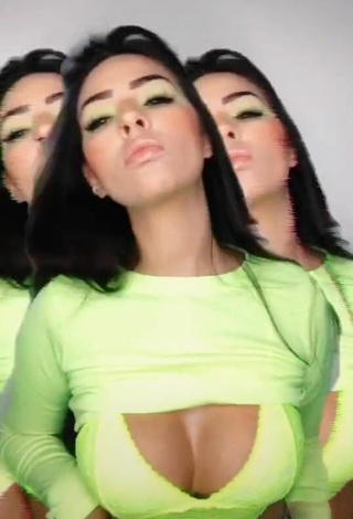 4. Luscious Pamella Fuego Shows Cleavage in Lime Green Crop Top