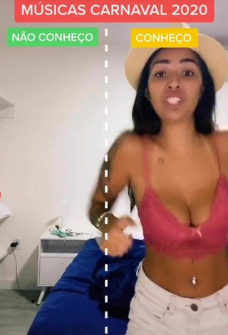 4. Sultry Pamella Fuego Shows Cleavage in Peach Crop Top and Bouncing Boobs