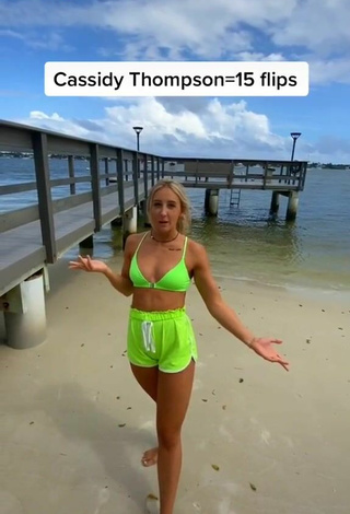 2. Luscious Cassidy Thompson in Bikini Top at the Beach while doing Fitness Exercises