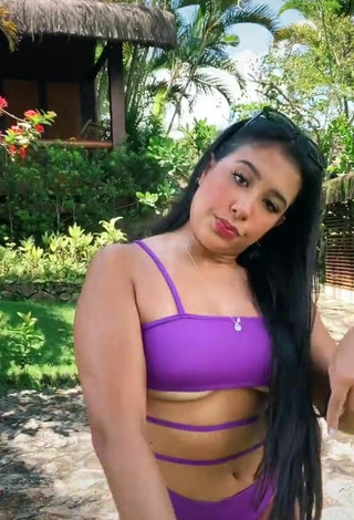 Sultry Cinthia Cruz in Violet Swimsuit (Underboob)