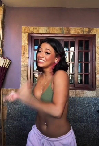 Sweetie Maria Clara Garcia Shows Cleavage in Olive Bikini Top and Bouncing Boobs