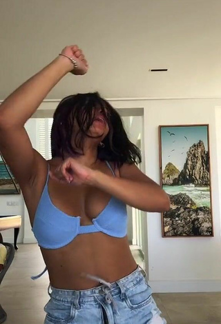 4. Hot Maria Clara Garcia Shows Cleavage in Blue Bikini Top and Bouncing Boobs