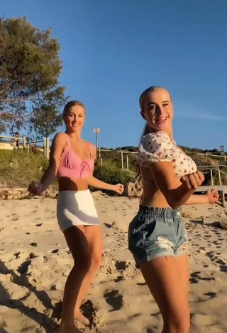 2. Beautiful Caitlin Cummins in Sexy Pink Crop Top at the Beach