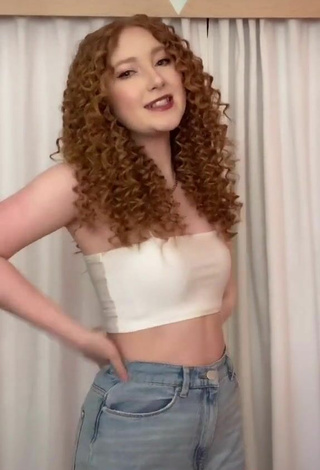 3. Sultry Camdyn Butler in White Crop Top