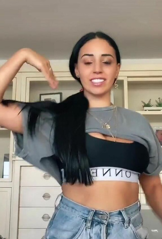 2. Sexy Carla Flila in Black Crop Top