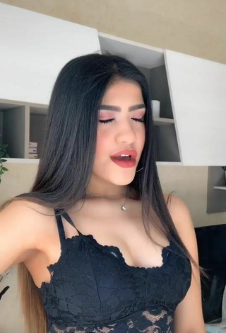 Sexy Cassandra Tejada Shows Cleavage in Black Crop Top