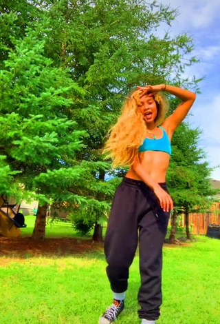 Hot Cassidy J in Turquoise Crop Top