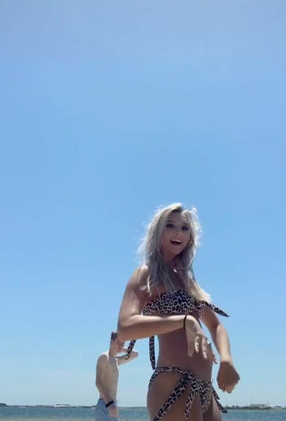 4. Hot Heather Dale in Leopard Bikini at the Beach